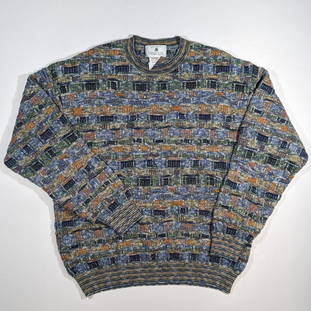 Vintage Carroll & Co. Pullover Sweater Size Large Wool Rised Knit Made in Italy